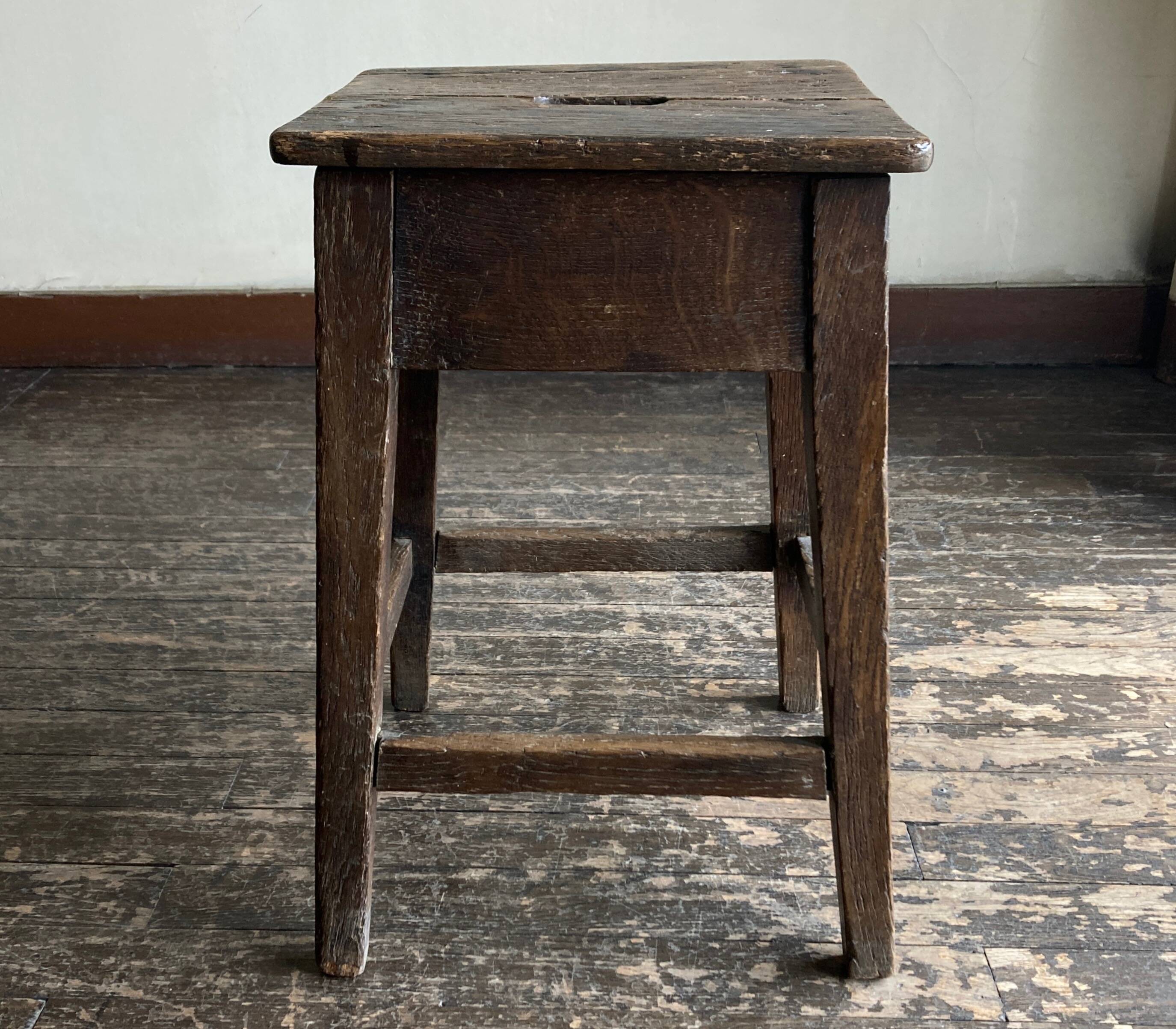 19th century oak country stool