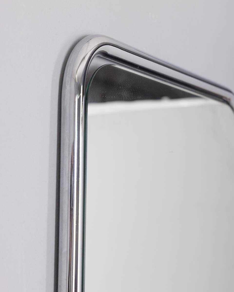 Vintage 1970s wall mirror in chrome-plated metal, italian design