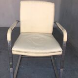 Fauteuil bureau en cuir blanc marqué Sitag