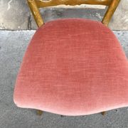 Napoleon III chair in gilded wood and pink velvet, old Chiavari wooden chair