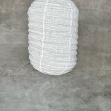 Small Japanese-style natural rattan and linen pendant lamp in the shape of a lantern H50 D30