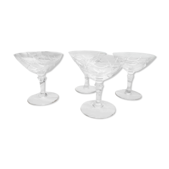 Set 4 coupes à champagne cristal ciselé