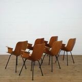 Set of 6 Italian Vittorio Nobili Medea chairs with armrests for Fratelli Tagliabue