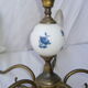 Brass chandelier and Dutch-style earthenware. Vintage