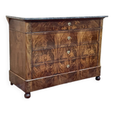 19th century Restoration chest of drawers in mahogany and marble top