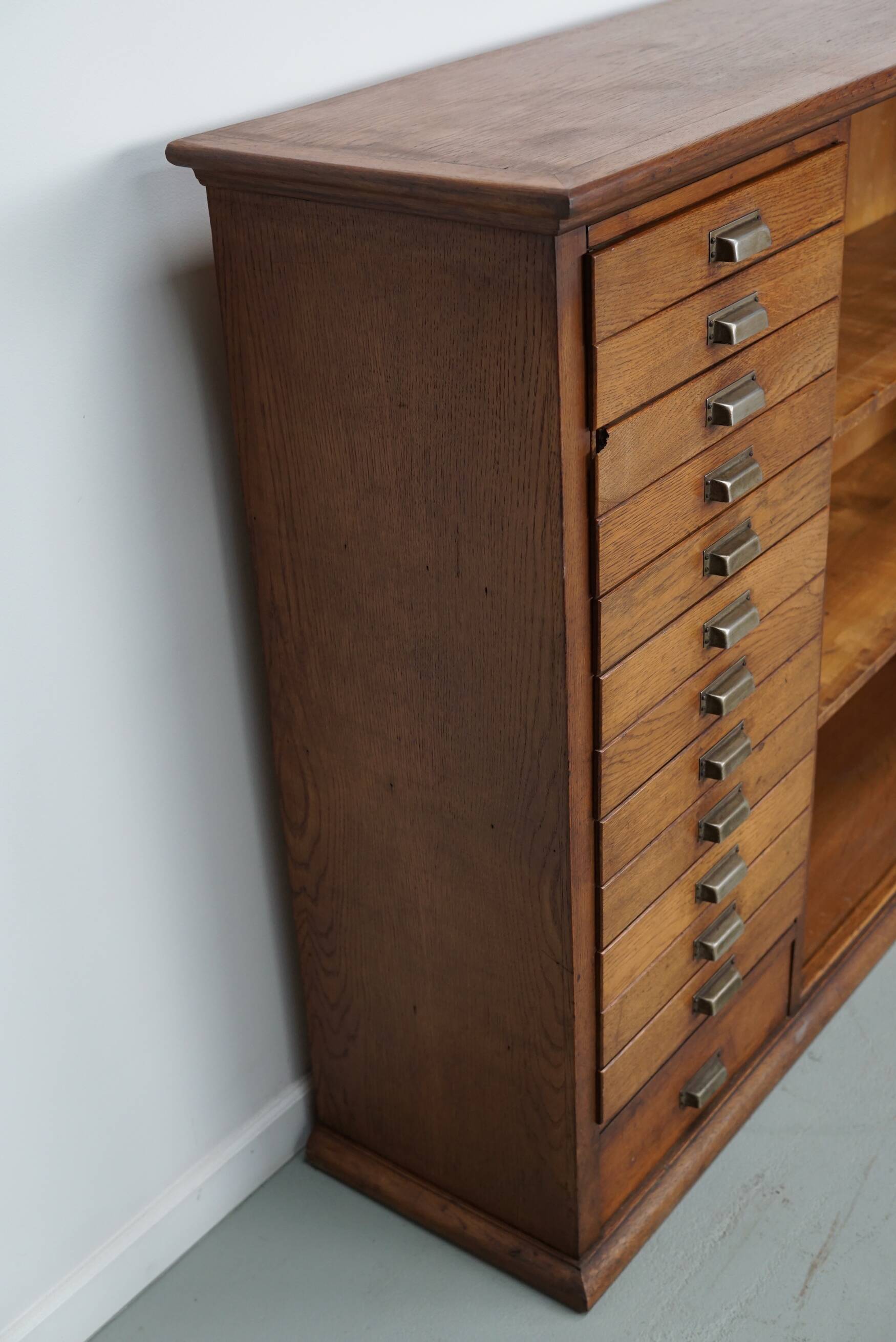 Vintage Dutch Oak Apothecary Sideboard / Filing Cabinet, 1950s