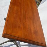 Table bistro with cast-iron base and tray mahogany