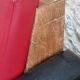 Vintage Sofa Bench in red and black skaï