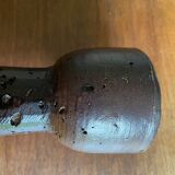 Brown enamelled terracotta candle holder