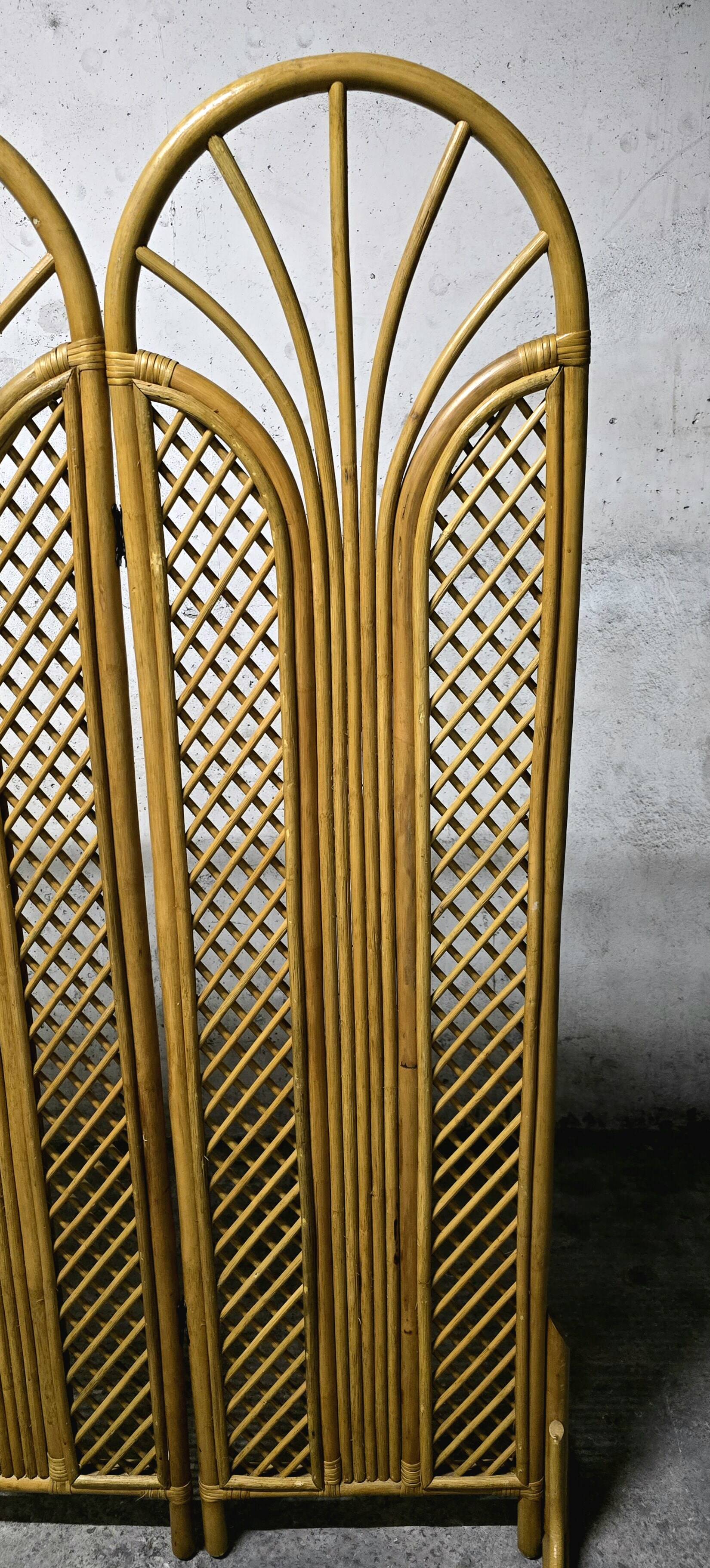 Vintage rattan and bamboo screen 1950/60