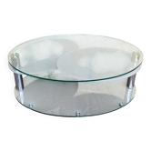 Coffee table with rotating glass tops by Antoine Motard.
