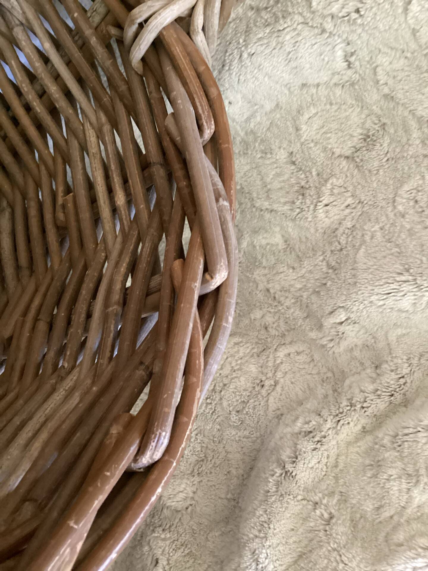 Large basket with rattan handles