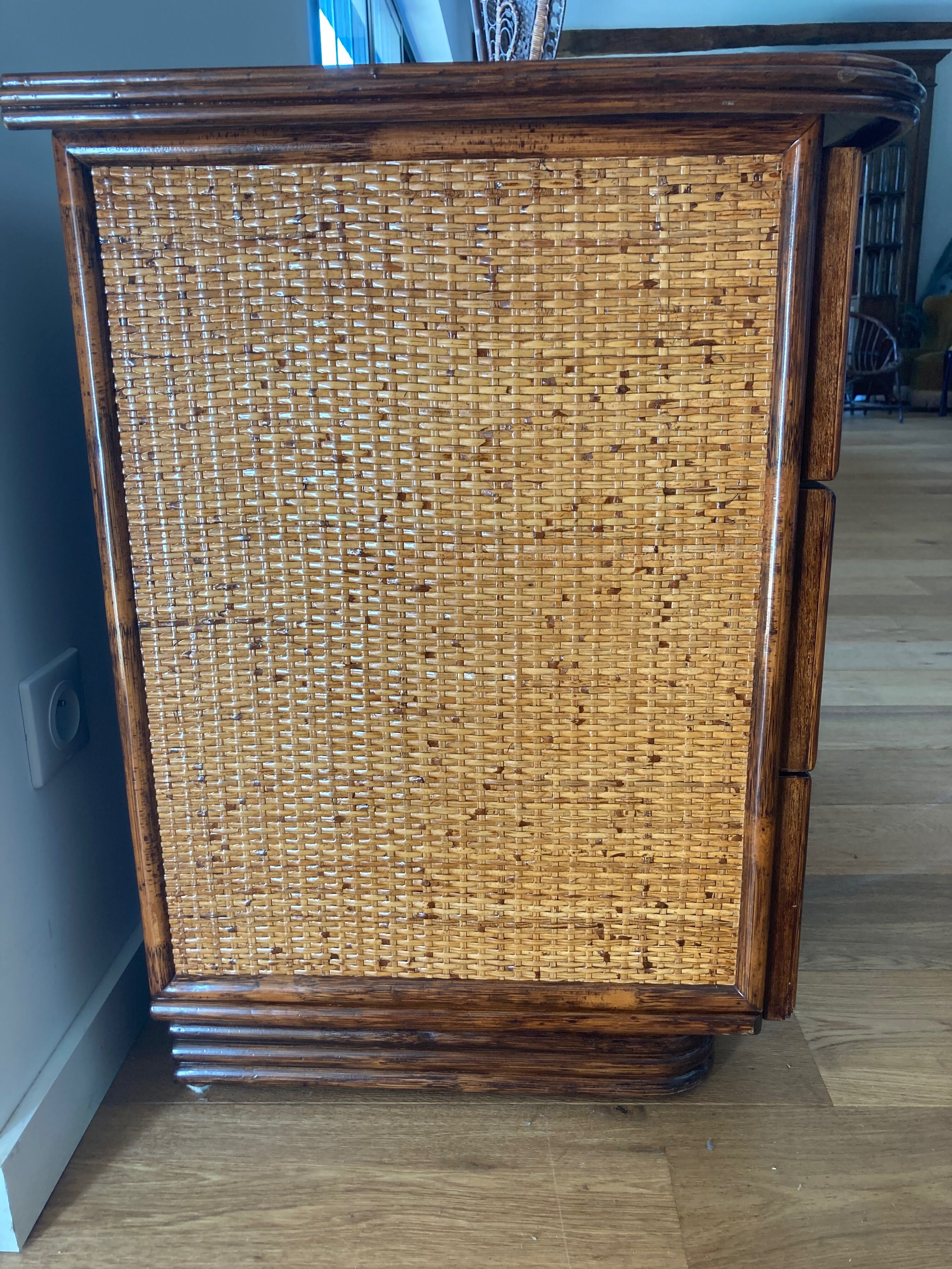Dresser in rattan, designer Maugrion