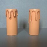 Lantern cage two lights translucent cylindrical glass and three-foot brass - classic style