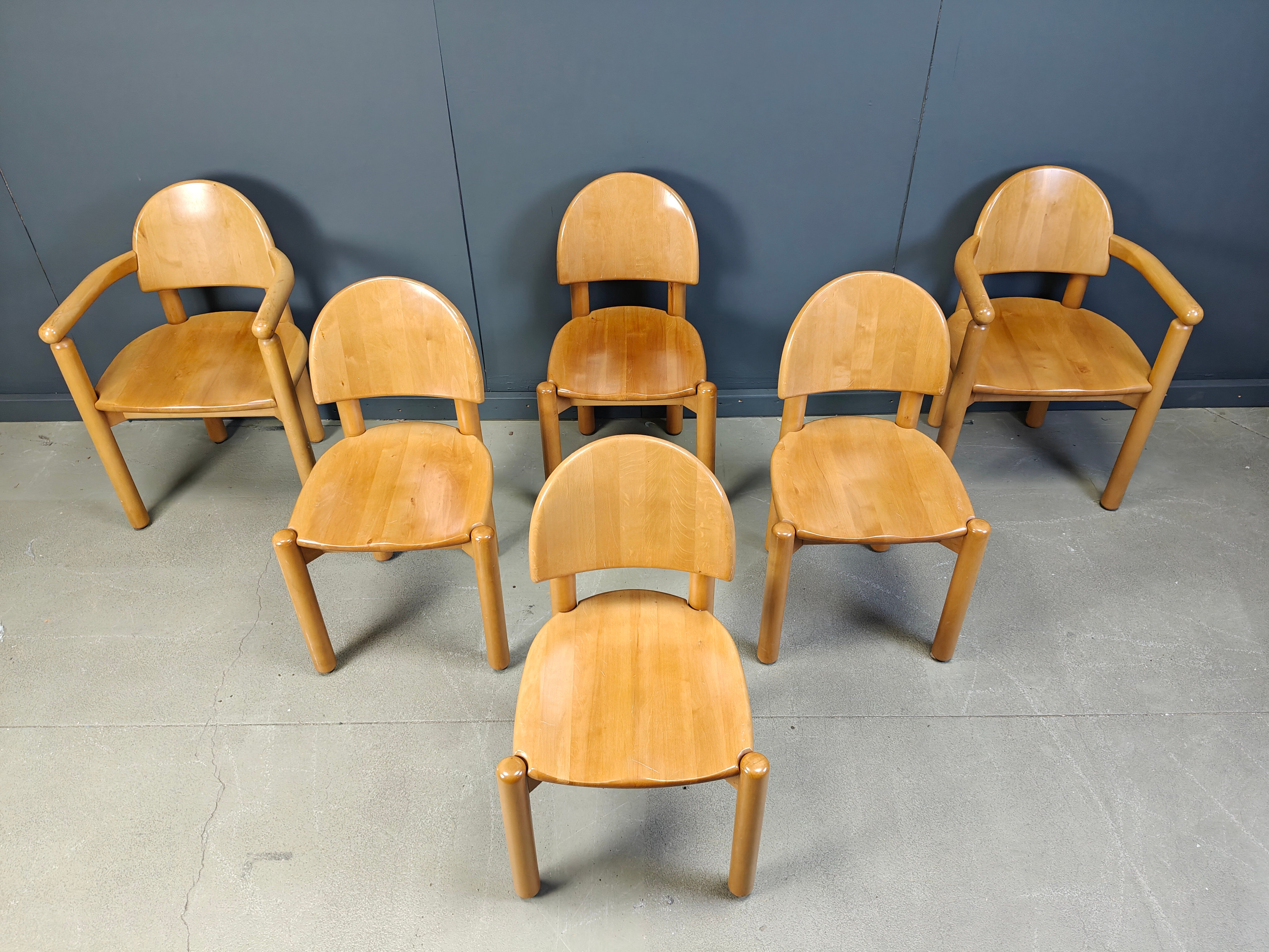 Rainer Daumiller pine wood dining chairs for Hirtshals Savvaerk set of