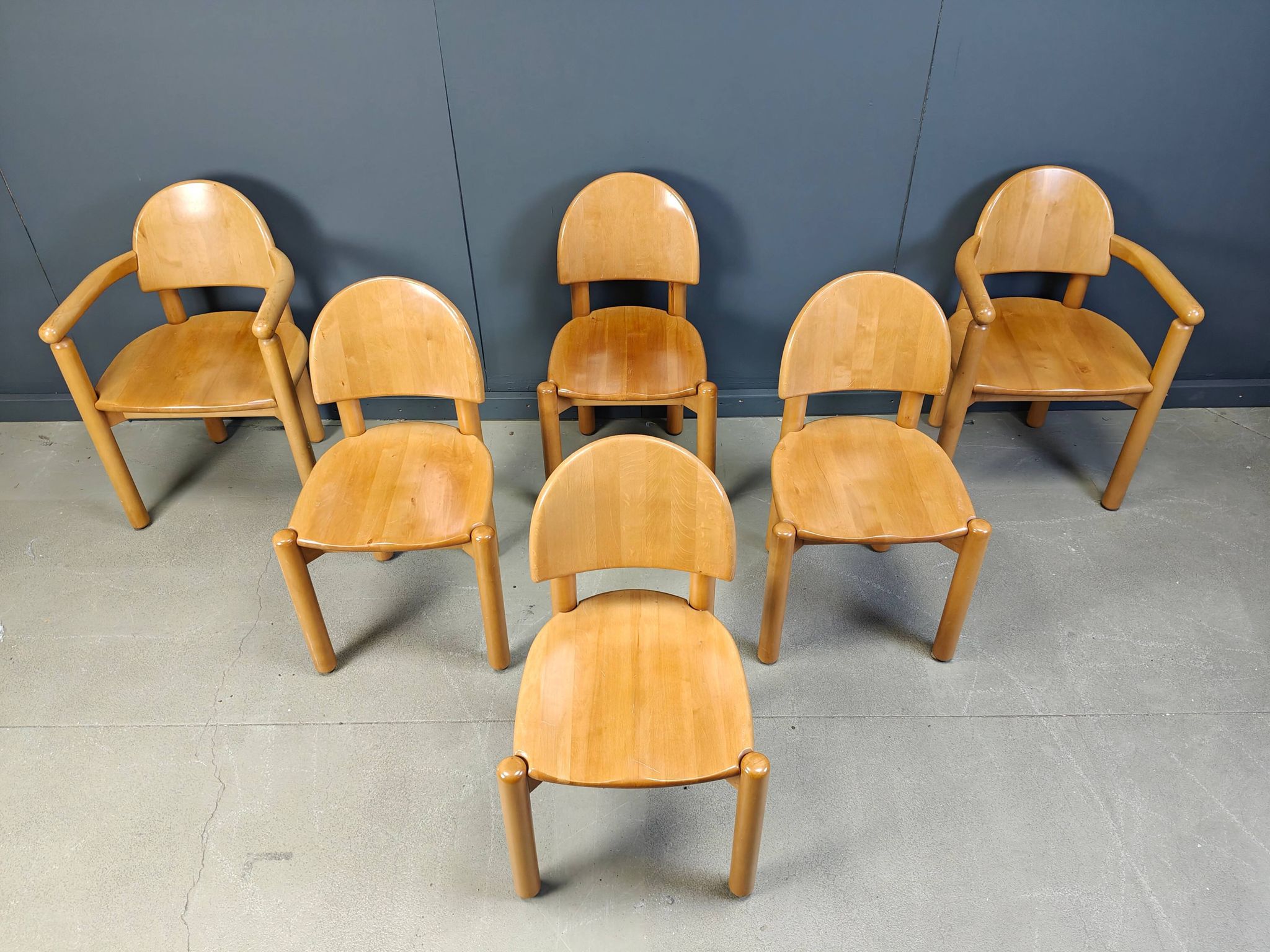 Rainer Daumiller pine wood dining chairs for Hirtshals Savvaerk set of