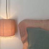 Powder pink linen portable lamp
