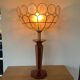 ▪️Lampe Vintage Le Dauphin Céramique Bordeau Et Or Et Abat Jour Nacre Art Deco