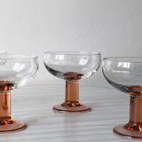 Glasses - round dessert cups feet pink columns