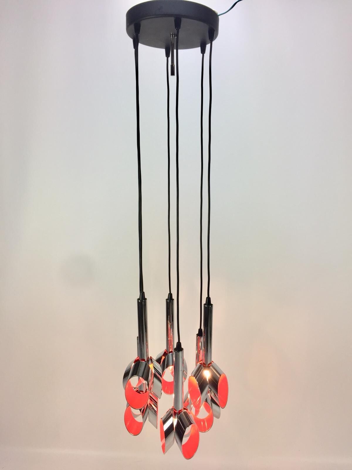 Chromed Metal Ceiling Lamp by RAAK, Amsterdam, 1960's