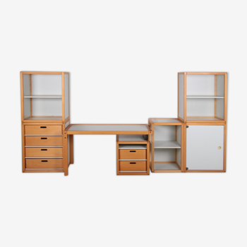 Ensemble de bureau vintage avec armoires conçues par Elmar Flötotto pour Flötotto, années 1980