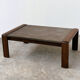 Vintage Belgian oak & fossil slate coffee table, brutalist modern, 1970s