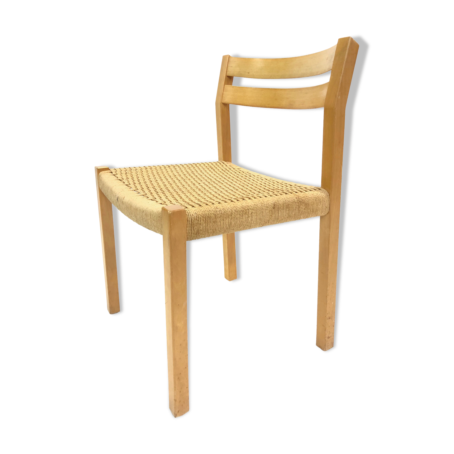 Vintage dining chair model 401 - JL Mollers Mobelfabric Denmark Papercord