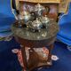 Empire circular pedestal table on 3 columns in mahogany with bronze marble top X