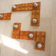 Series of 8 ceramic wall lamps 70s