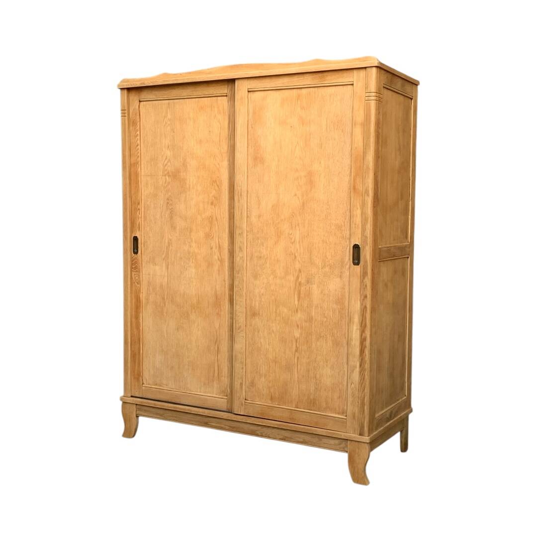 Parisian art deco wardrobe sliding doors solid raw oak