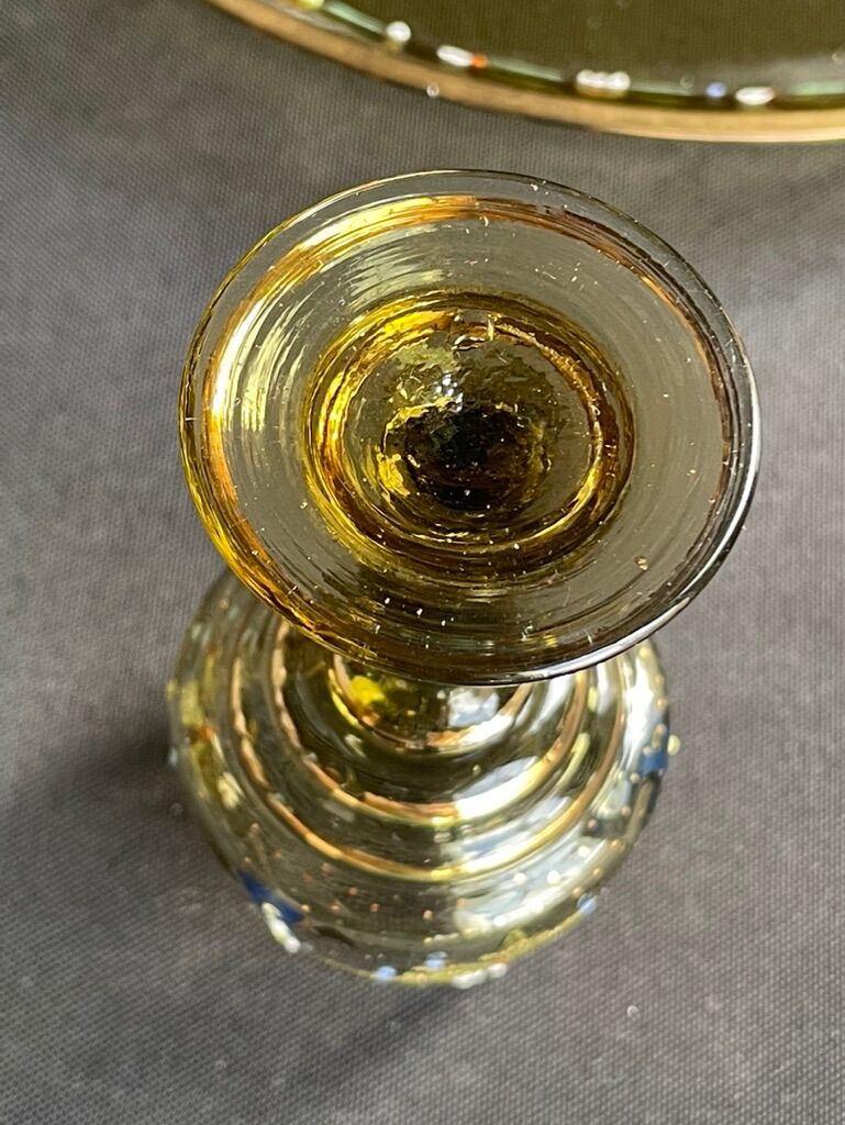 Amber crystal enamel and gilded liquor service