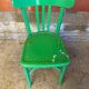 Chaise Bistrot Ancienne Style BAUMANN Bois Tourné Vert Vintage
