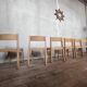 Series of 7 vintage Scandinavian bohemian wooden children's chairs