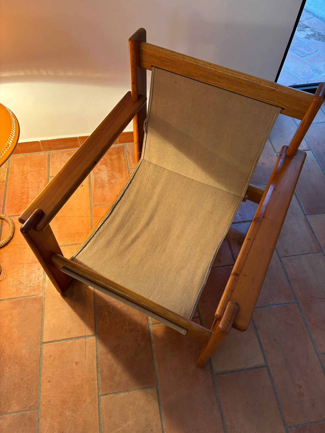 Fauteuil en Pin dans le goût d'Afra et Tobia Scarpa, 1970s
