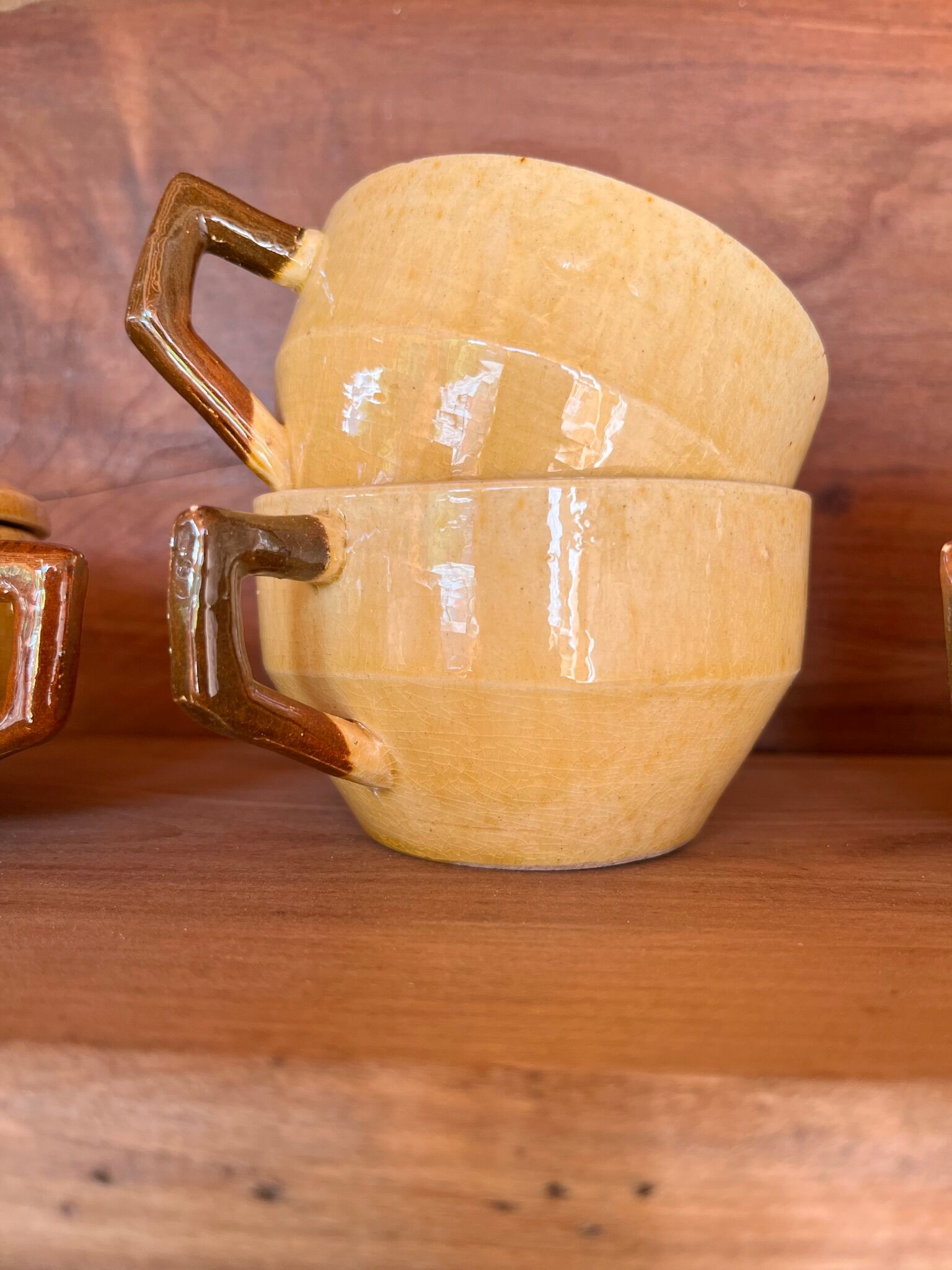 Ochre coffee set signed G. Platon Vallauris