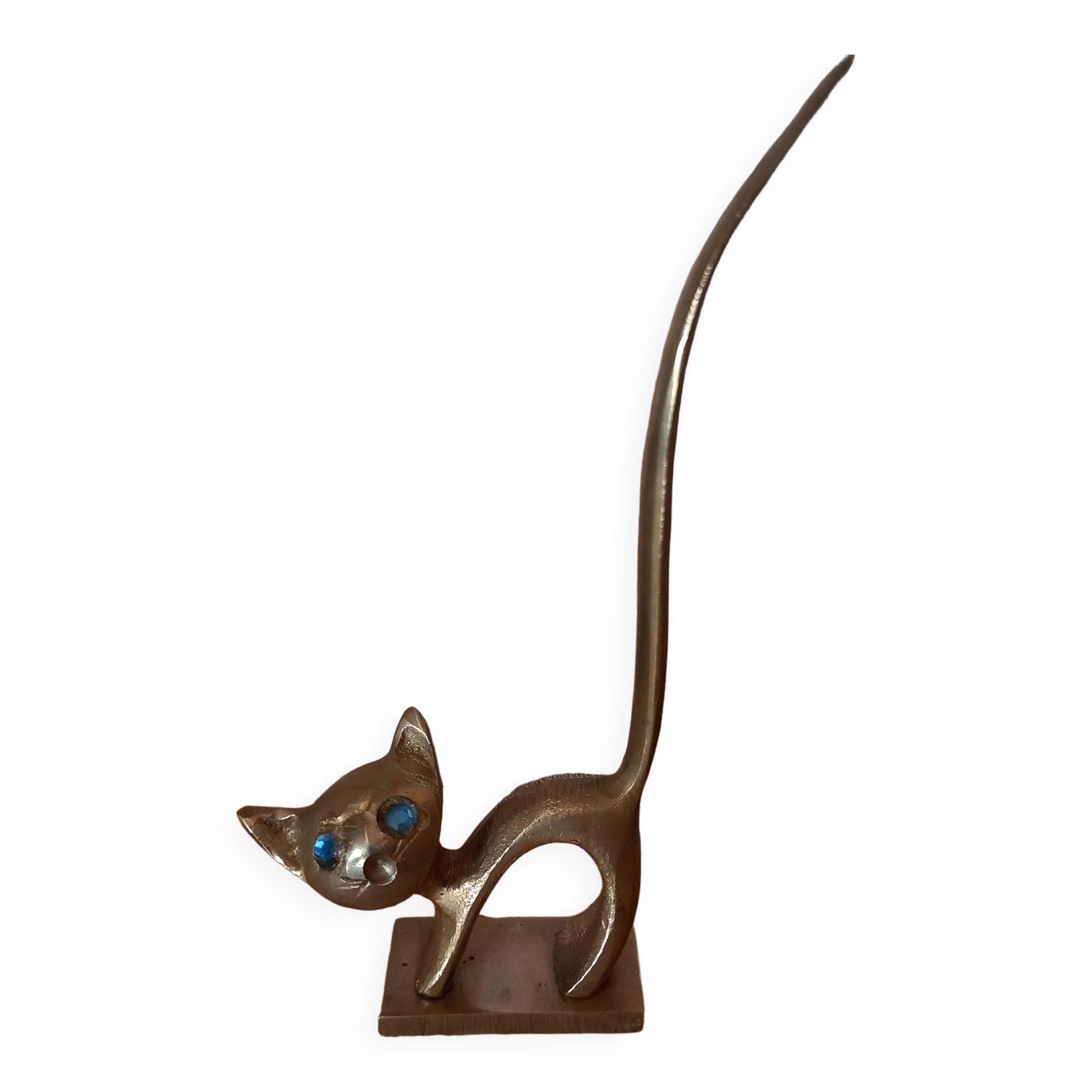 Chat baguier en laiton