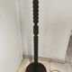 Vintage turned carved wooden floor lamp — Brutalist / Rustic style