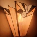 Pair of art-deco stained glass mosaic wall lights