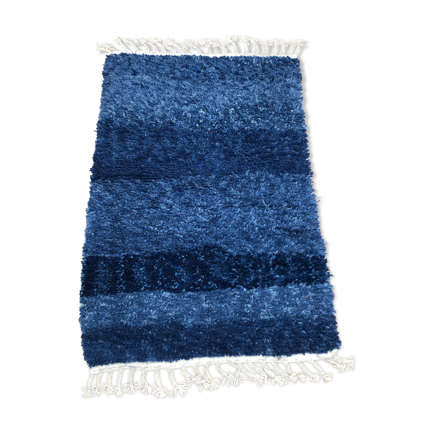 Berber carpet Beni Ouarain mottled solid blue 1.55x1.06m