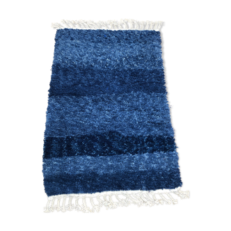 Berber carpet Beni Ouarain mottled solid blue 1.55x1.06m