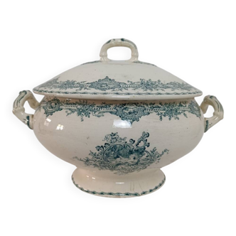 Soup tureen / Vegetable dish in ironstone Watteau Creil and Montereau