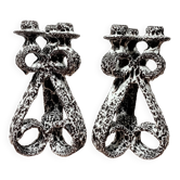 Marius Giuge artist pottery Vallauris 2 candlesticks