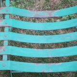 Pair of mid century distressed painted iron garden chairs