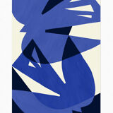 Affiche d'art oiseaux bleus 50 x 70 cm