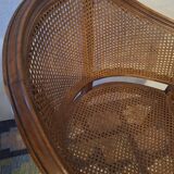 Half-moon rattan and hardwood armchair, early 20th century