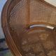 Half-moon rattan and hardwood armchair, early 20th century