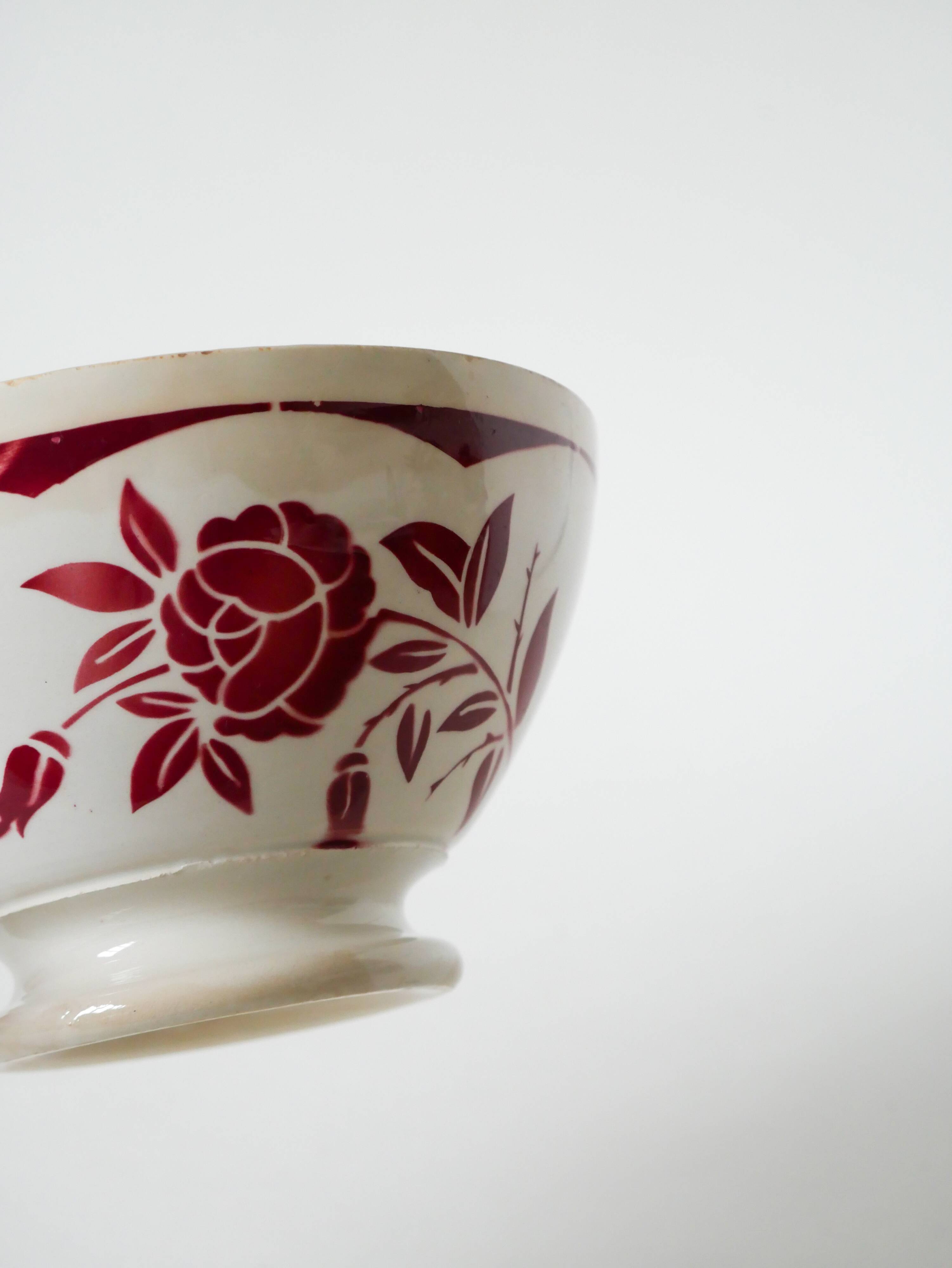 Large Digoin Sarreguemines earthenware bowl, 1950