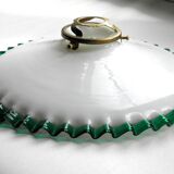 Hanging lamp in opaline with scallops