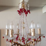 Murano chandelier with red grape pampilles