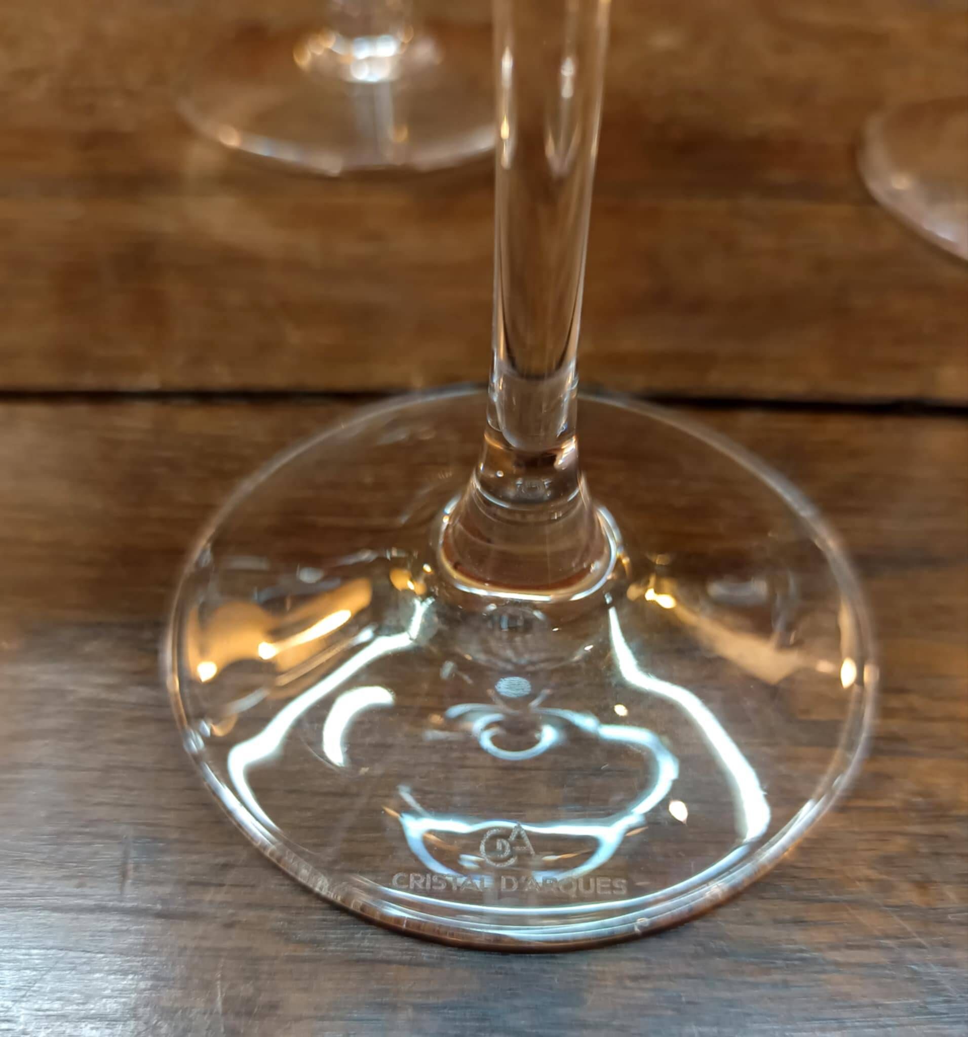 Six Cristal d'Arques martini cocktail glasses